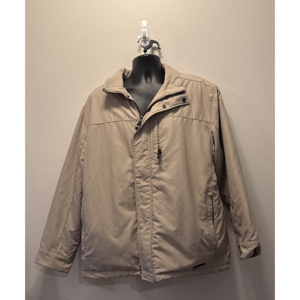 Weatherproof Jacket‎ Coat Men L Beige Fleece Lined Pockets Zip Snap